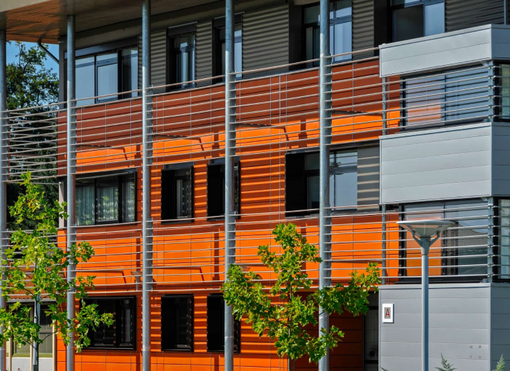 façade immeuble moderne bardage effet bois